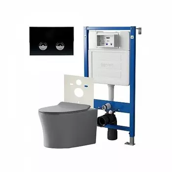 Комплект инсталляции Point PN48192BC (Элемент П PN45121 +Клав. Венера черный/хром PN44071BC+Унитаз Вега серый мат