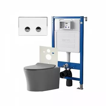 Комплект инсталляции Point PN48193WC (Элемент П PN45121 +Клав. Венера белый/хром PN44071WC+Унитаз Вега серый мат