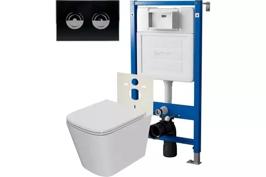 Комплект инсталляции Point PN48200BC (Элемент П PN45121 + Клавиша Венера черн/хром PN44072BC + Унитаз Ника)