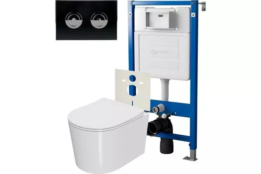 Комплект инсталляции Point PN48206BC (Элемент П PN45121 +Клавиша Венера черный/хром PN44072BC +Унитаз Веста)