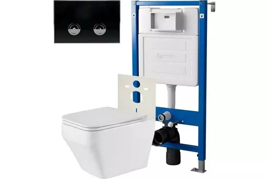 Комплект инсталляции Point PN48306BC (Элемент П PN45121 +Клавиша черн/хром PN44071BC +Унитаз Аврора PN41101)