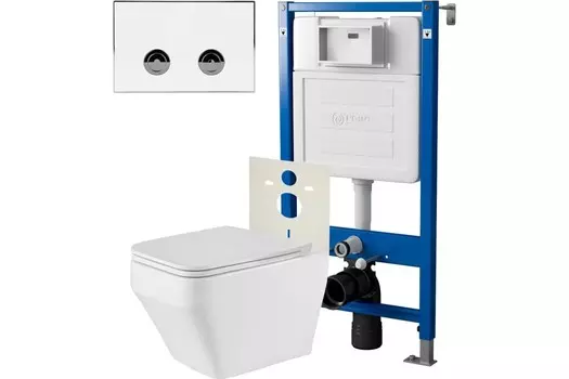 Комплект инсталляции Point PN48307WC (Элемент П PN45121 +Клавиша бел/хром PN44071WC +Унитаз Аврора PN41101)