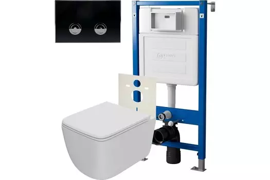 Комплект инсталляции Point PN48310BC (Элемент П PN45121 +Клавиша черн/хром PN44071BC +Унитаз Меркурий PN41831WM)