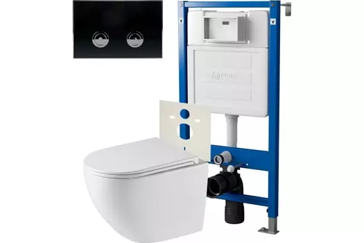 Комплект инсталляции Point PN48314BC (Элемент П PN45121 +Клавиша черн/хром PN44071BC +Унитаз Сатурн PN41901)