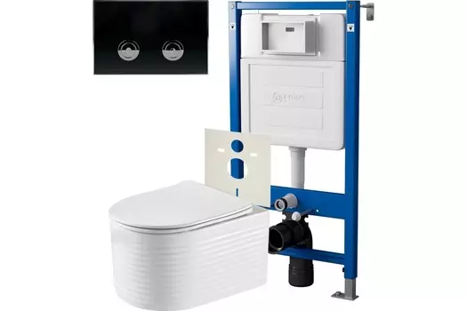 Комплект инсталляции Point PN48318BC (Элемент П PN45121 +Клавиша черн/хром PN44071BC +Унитаз Омега PN41902)