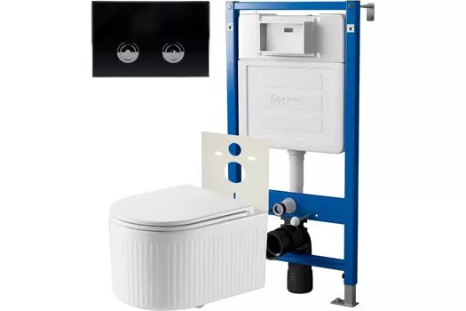 Комплект инсталляции Point PN48322BC (Элемент П PN45121 +Клавиша черн/хром PN44071BC +Унитаз Деметра PN41121)