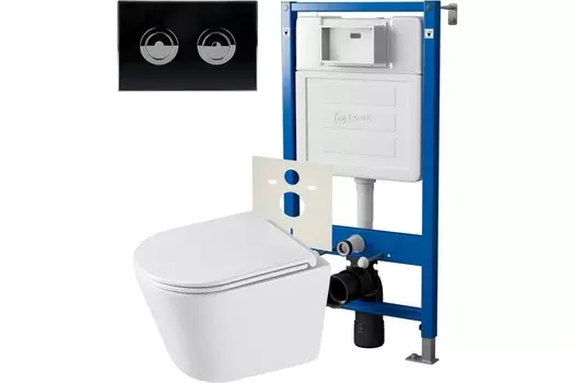 Комплект инсталляции Point PN48328BC (Элемент П PN45121 +Клавиша черн/хром +Унитаз Венера PN41071)