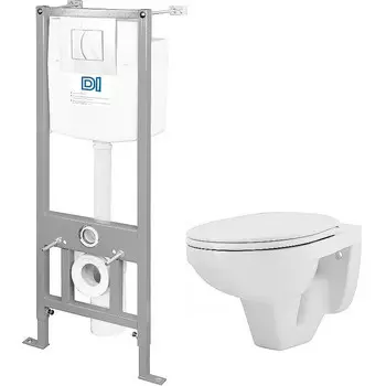 Комплект инсталляции Rosa ПЭК DI (Унитаз Рио подвесной с сиденьем, с белой панелью 2кнопки) (Вн ПуР01)