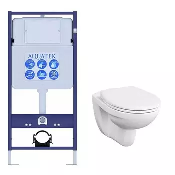 Комплект инсталляции Vitra Сет S10 SpinFlush Безоб.подв.унитаз +INS-0000012 Aquatek Standart 50 монтаж рама +тонкое сиденье МЛ (3 коробки)