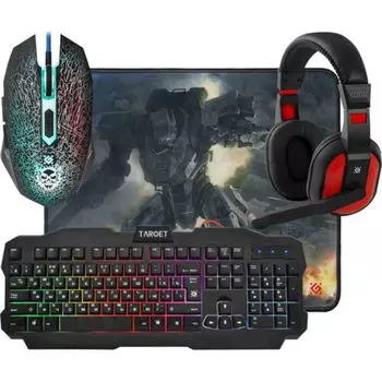 Комплект мыши и клавиатуры Defender Target MKP-350 (+гарнитура+коврик) (52350)