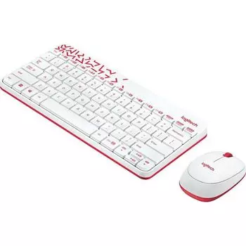 Комплект мыши и клавиатуры Logitech MK240 белый/красный USB (920-008212)
