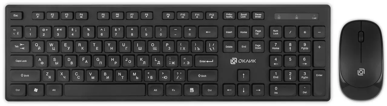 Комплект мыши и клавиатуры Oklick S255W черный/черный (1909361)