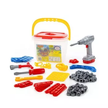 Конструктор Полесье Изобретатель-Качели N2 (122 элемента) + шуруповёрт (58102)