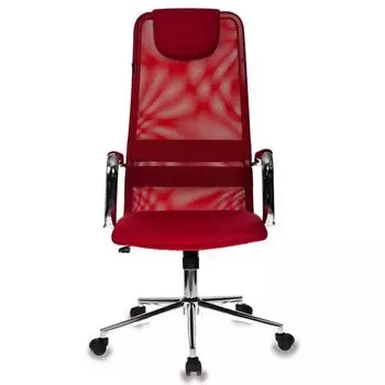 Кресло Бюрократ KB-9N/R/TW-97N красный сетка крестовина хром