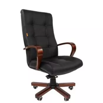 Кресло Chairman 424 WD кожа черная