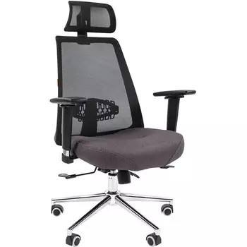 Кресло Chairman 535 LUX ткань черный/серый