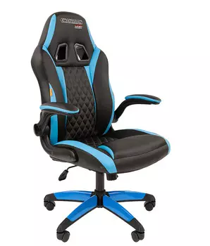 Кресло Chairman game 15 экопремиум черный/голубой н.п.