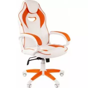 Кресло Chairman game 16 экопремиум белый/оранжевый