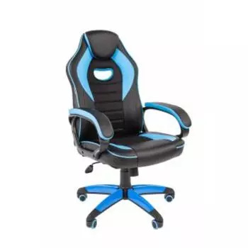 Кресло Chairman game 16 экопремиум черный/голубой