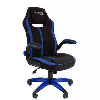 Кресло Chairman game 19 ткань черный/синий н.п.