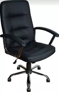 Кресло ЯрКресло Кр36 ТГ ХРОМ ЭКО1 экокожа/черная