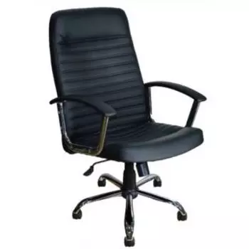 Кресло ЯрКресло Кр60 ТГ ХРОМ ЭКО1 экокожа/черная