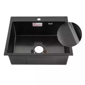 Кухонная мойка Fabia PROFI 605033G графит (большой сифон с переливом + корзина +коврик)