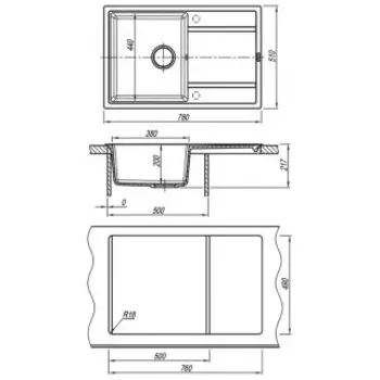 Кухонная мойка Florentina Липси 780 антрацит