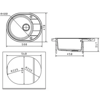 Кухонная мойка Florentina Родос 580 черный