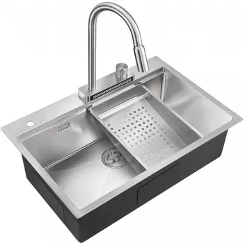 Кухонная мойка Milacio Denia 75 Steel сталь нержавеющая (MC.77420) Комплект: мойка, смеситель и коландер