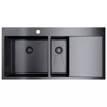Кухонная мойка Omoikiri Akisame 100-2-GM-L вороненая сталь