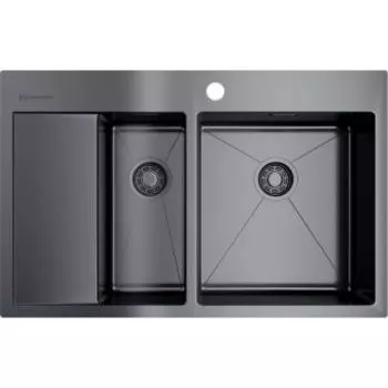 Кухонная мойка Omoikiri Akisame 78-2-GM-R вороненая сталь