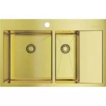 Кухонная мойка Omoikiri Akisame 78-2-LG-L нерж.сталь/светлое золото