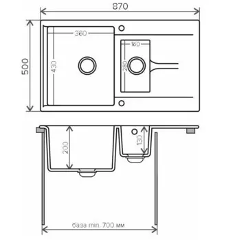 Кухонная мойка Polygran BRIG-870 Черный (N16)
