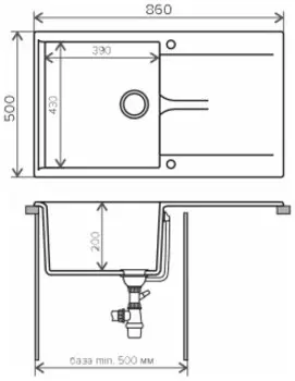 Кухонная мойка Polygran GALS-860 Белый Хлопок (N36)