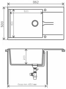 Кухонная мойка Polygran GALS-862 Белый Хлопок (N36)