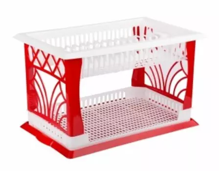 Кухонная принадлежность Альтернатива Мечта хозяйки N2 бело-красный (M1173) Сушилка для посуды