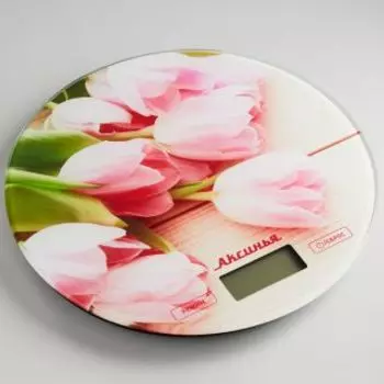 Кухонные весы Аксинья КС-6503 Розовые тюльпаны