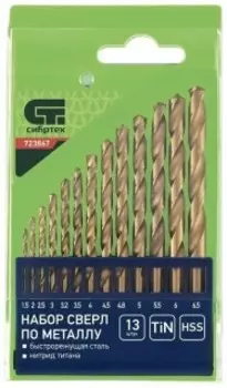 Набор сверл Сибртех 723867 по металлу (13пред.)