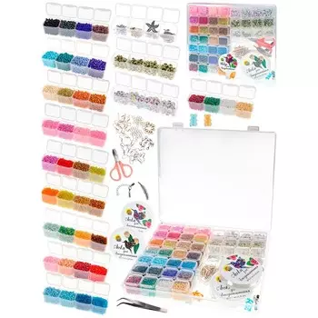 Обучающая игрушка Рыжий Кот БИС-2603 Набор для бисероплетения (17,6х21,1х2,7см,36 видов бисера в боксе) (ПП-00205525)