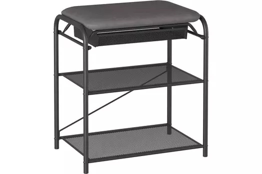 Обувница ЗМИ Гранада 13В_НБК с сиденьем и ящиком, ткань нубук, черный (ПДОГ13ВНБК Ч)