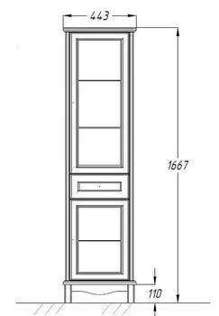 Пенал Opadiris Омега слоновая кость, левый, вар. 2 (00-00001616)