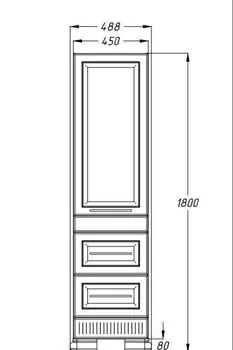 Пенал Opadiris Оникс белый глянцевый с патиной-серебро, правый (Z0000005504)
