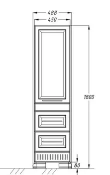 Пенал Opadiris Оникс белый глянцевый с патиной-золото, правый (Z0000005742)