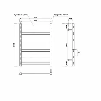 Полотенцесушитель электрический Point Меркурий PN83156E П6 500x600 левый/правый, хром