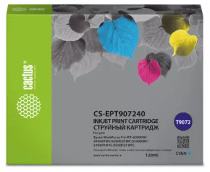 Расходный материал для печати Cactus CS-EPT907240 T9072 голубой (120мл) (Картридж)