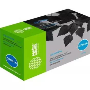 Картридж Cactus CS-Q7581A голубой