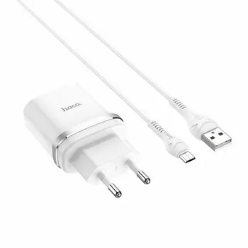 Сетевое зарядное устройство Hoco C12Qm White + кабель MICRO USB (6931474716286)