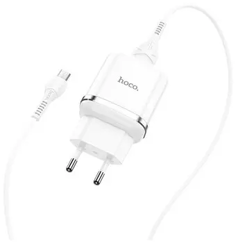 Сетевое зарядное устройство Hoco N3 белый +Кабель USB-Micro (6931474729378)