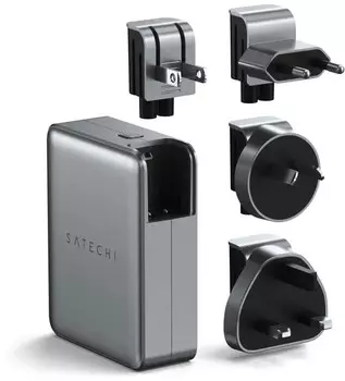 Сетевое зарядное устройство Satechi 145W USB-C 4-Port GAN Travel Charger серый космос (ST-W145GTM)
